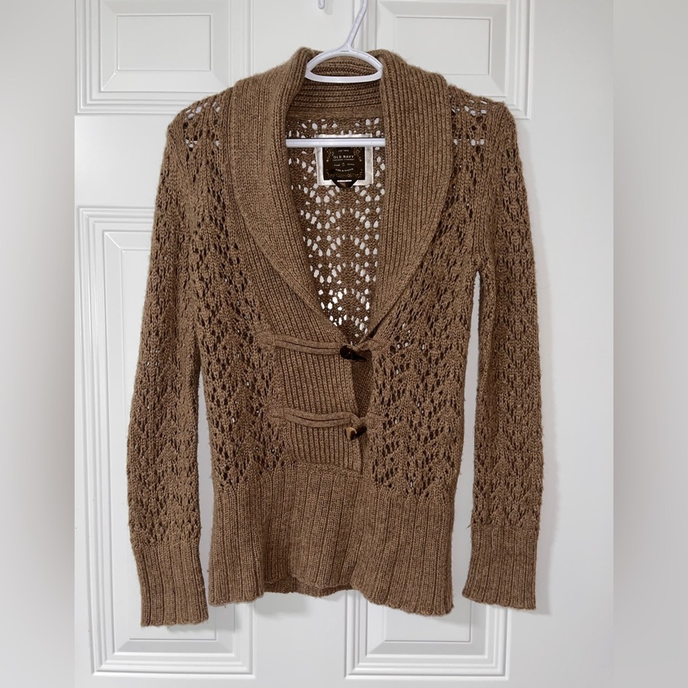 Y2K Old Navy Tan Knit Women's Cardigan